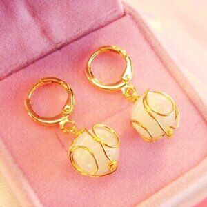 Pearl Moonstone Drop Earrings